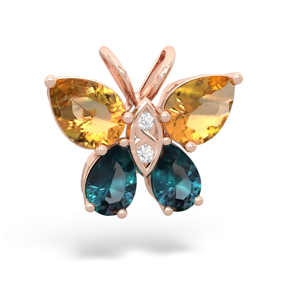 Citrine Butterfly 14K Rose Gold pendant P2215