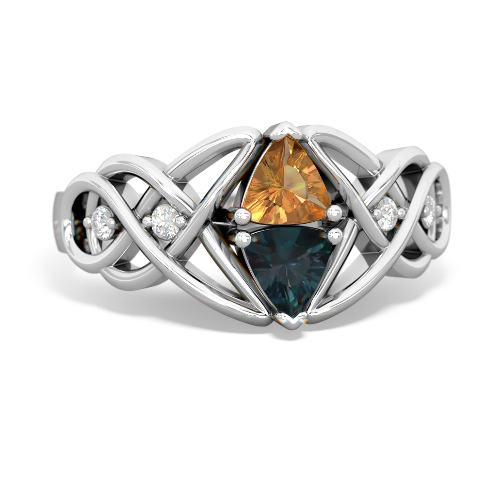 Citrine Keepsake Celtic Knot 14K White Gold ring R5300