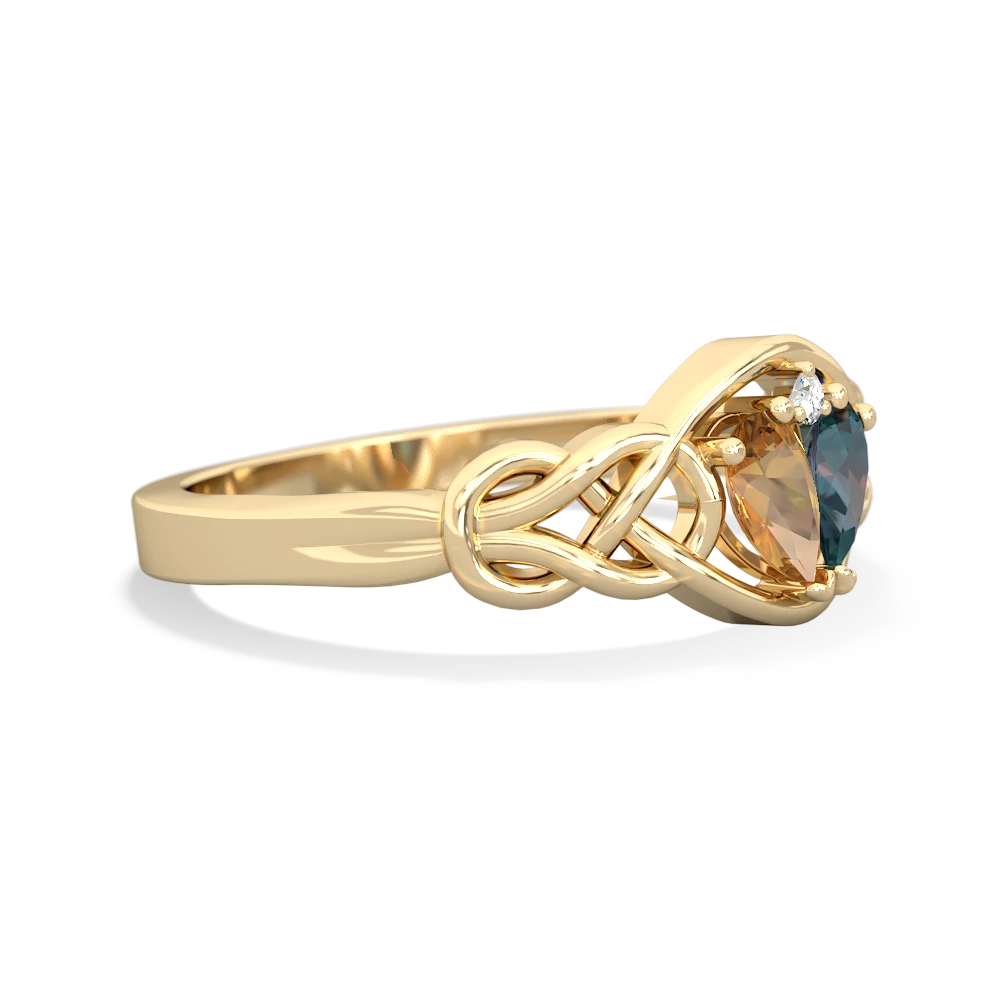 Citrine Celtic Love Knot 14K Yellow Gold ring R5420