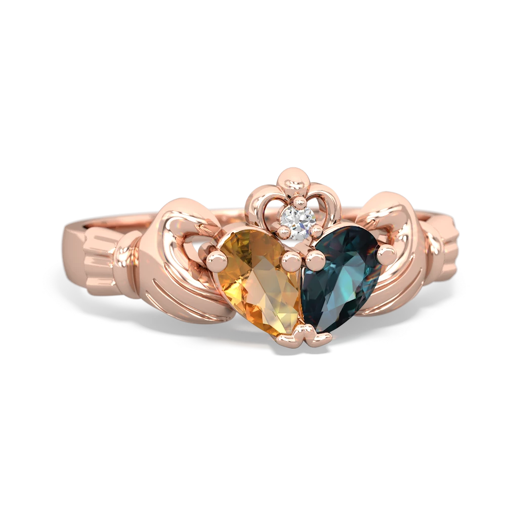 Citrine 'Our Heart' Claddagh 14K Rose Gold ring R2388