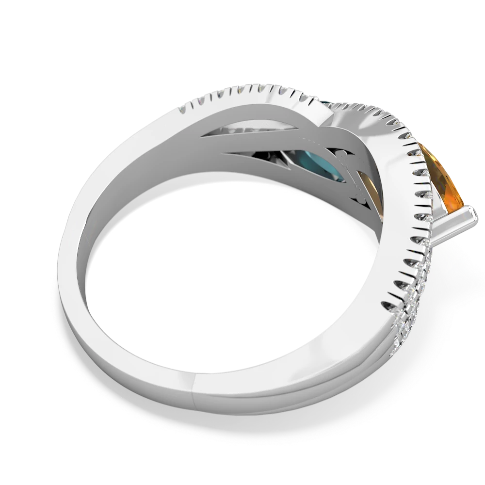 Citrine Diamond Rivers 14K White Gold ring R3070