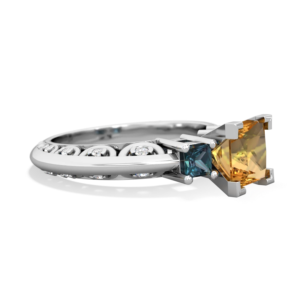 Citrine Eternal Embrace Engagement 14K White Gold ring C2001