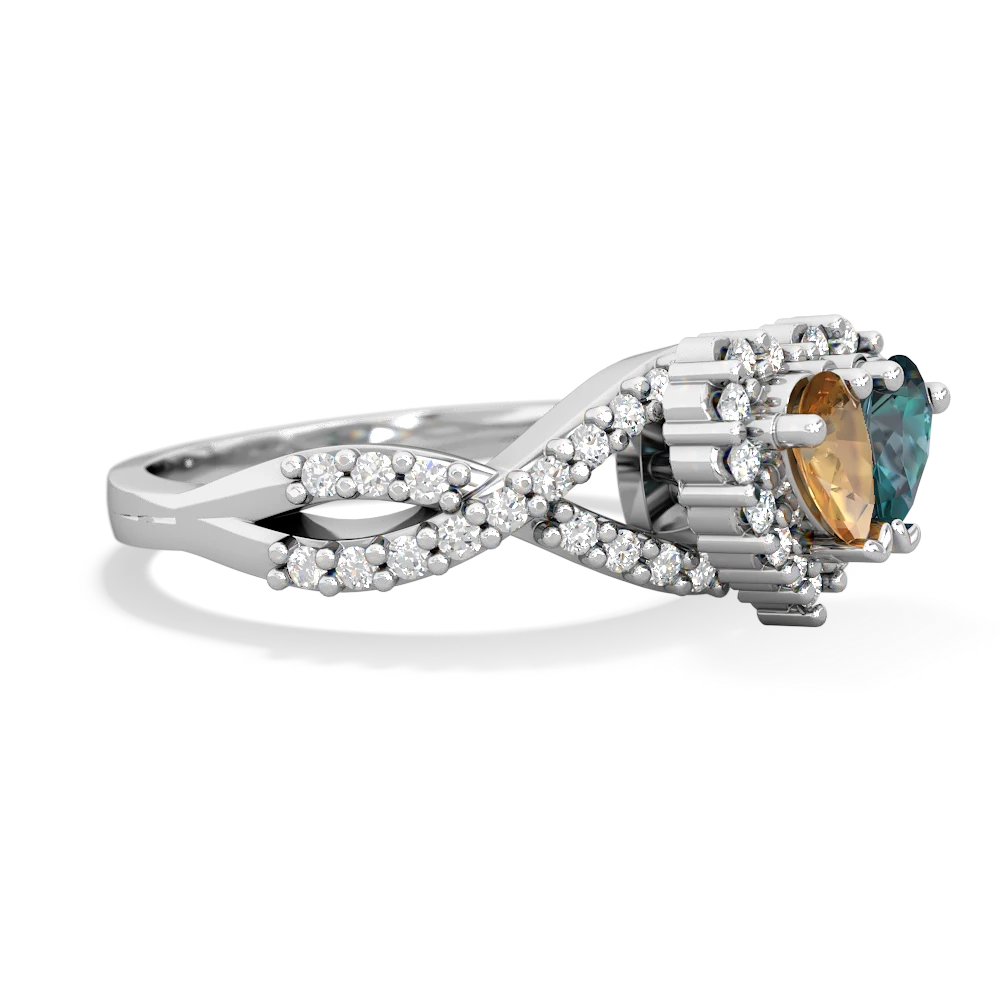 Citrine Diamond Twist 'One Heart' 14K White Gold ring R2640HRT