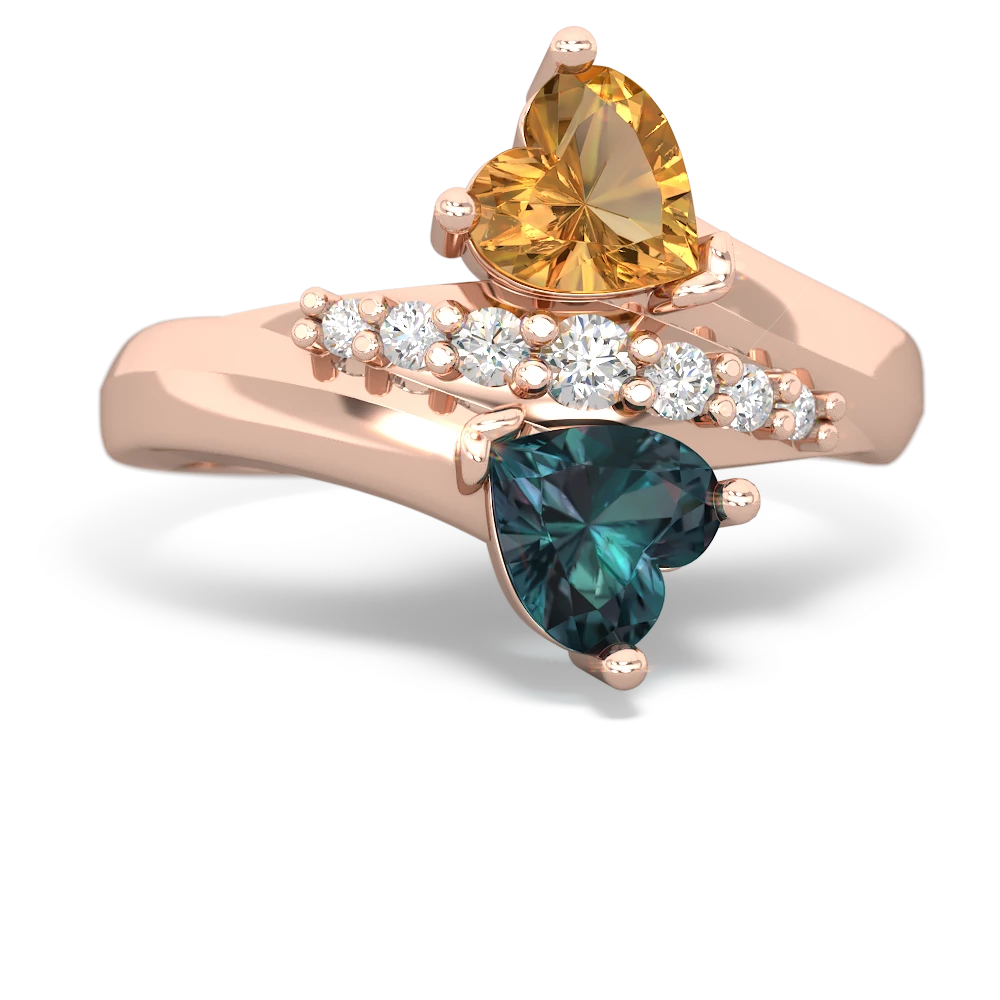 Citrine Heart To Heart 14K Rose Gold ring R2064