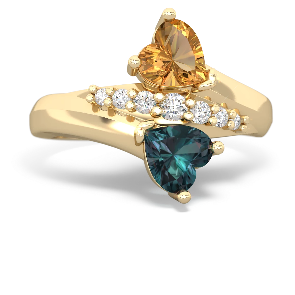 Citrine Heart To Heart 14K Yellow Gold ring R2064