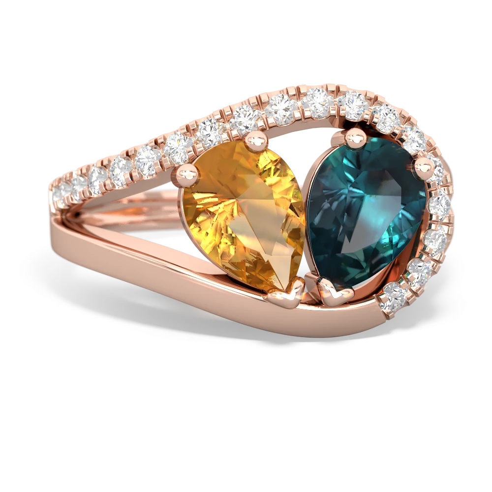 Citrine Nestled Heart Keepsake 14K Rose Gold ring R5650