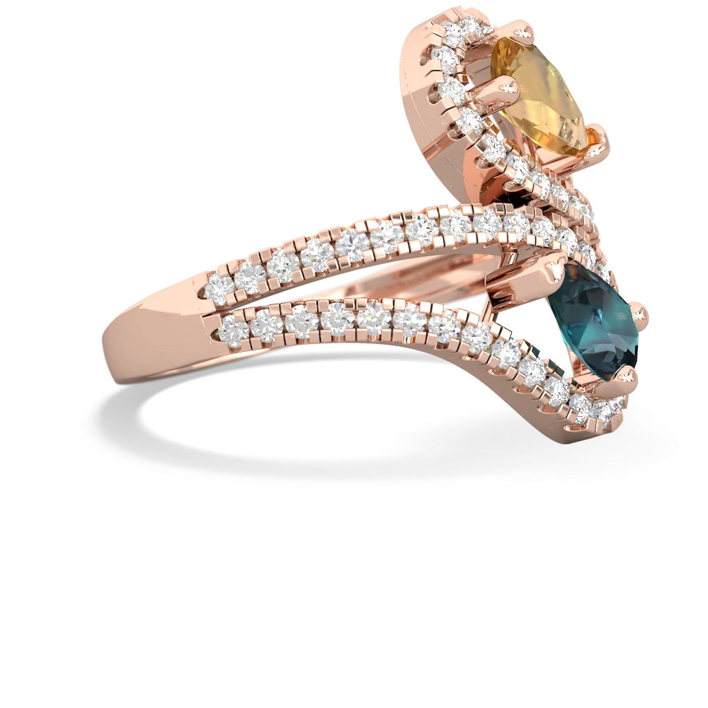 Citrine Diamond Dazzler 14K Rose Gold ring R3000