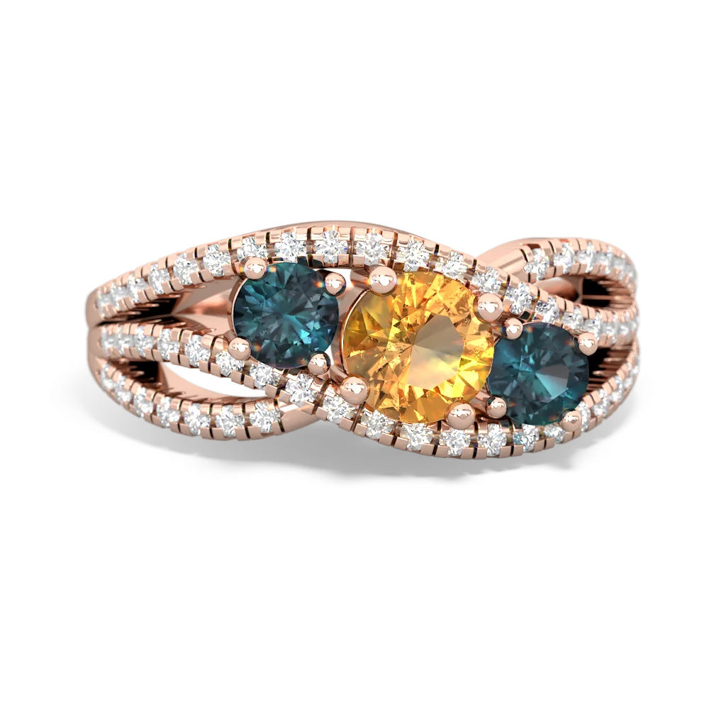 Citrine Three Stone Aurora 14K Rose Gold ring R3080