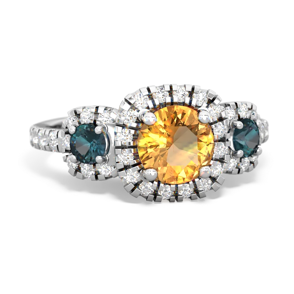 Citrine Regal Halo 14K White Gold ring R5350