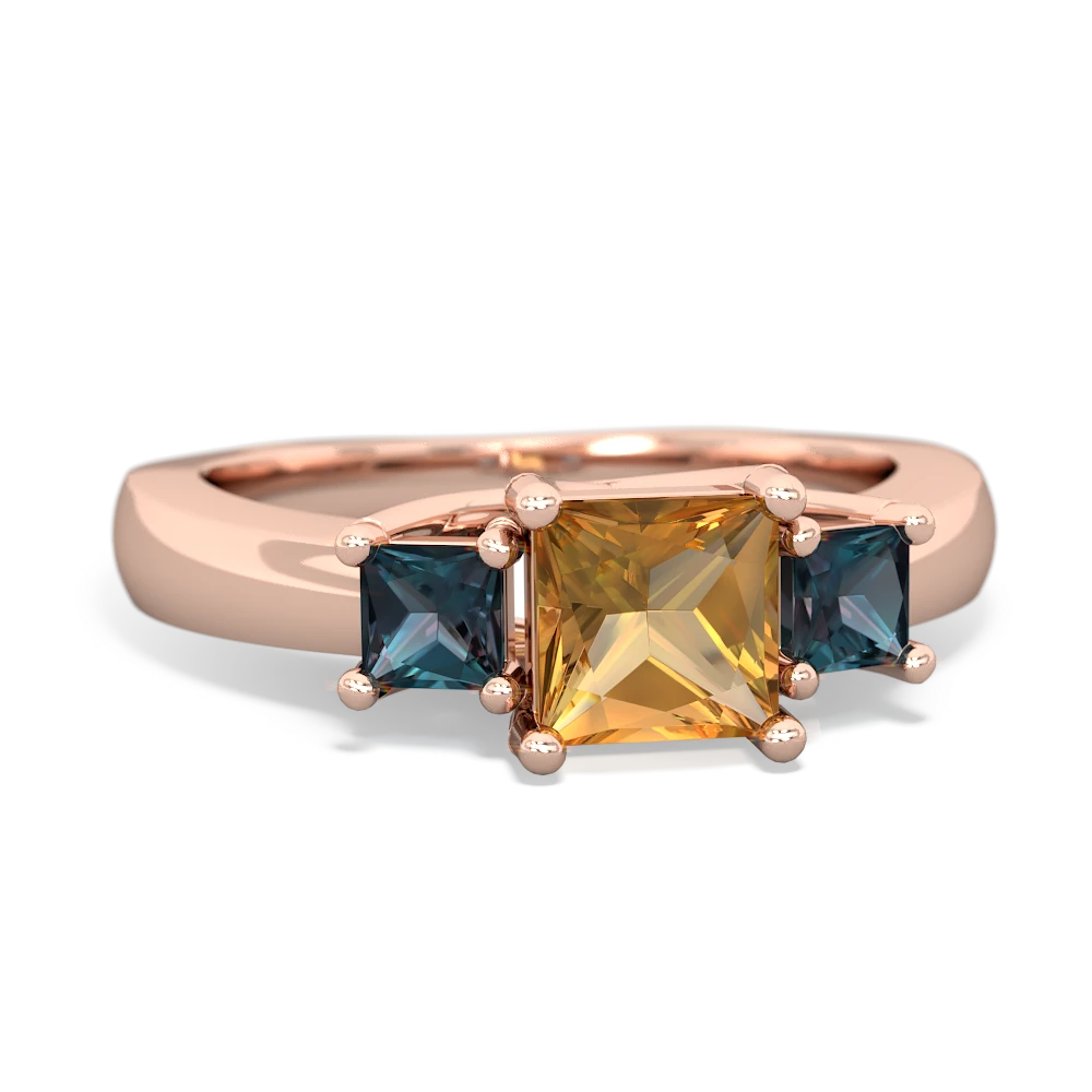 Citrine Three Stone Trellis 14K Rose Gold ring R4015