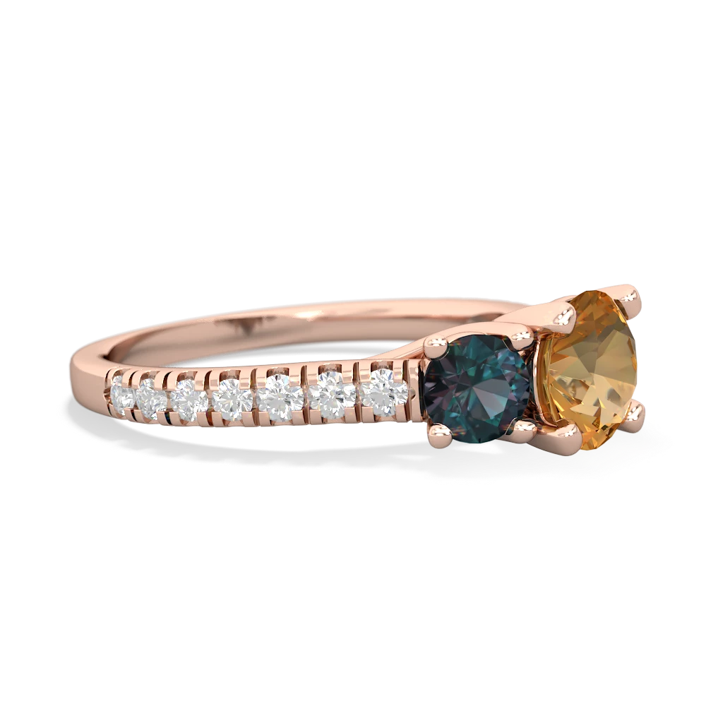 Citrine Pave Trellis 14K Rose Gold ring R5500