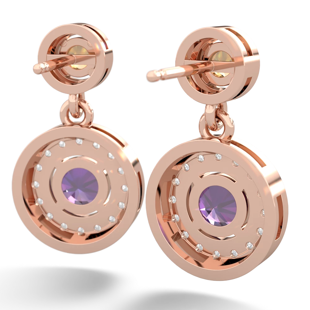 Citrine Halo Dangle 14K Rose Gold earrings E5319