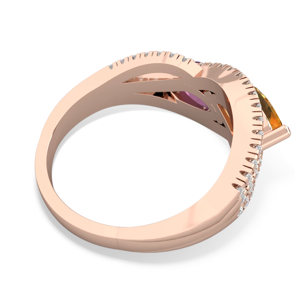 Citrine Diamond Rivers 14K Rose Gold ring R3070