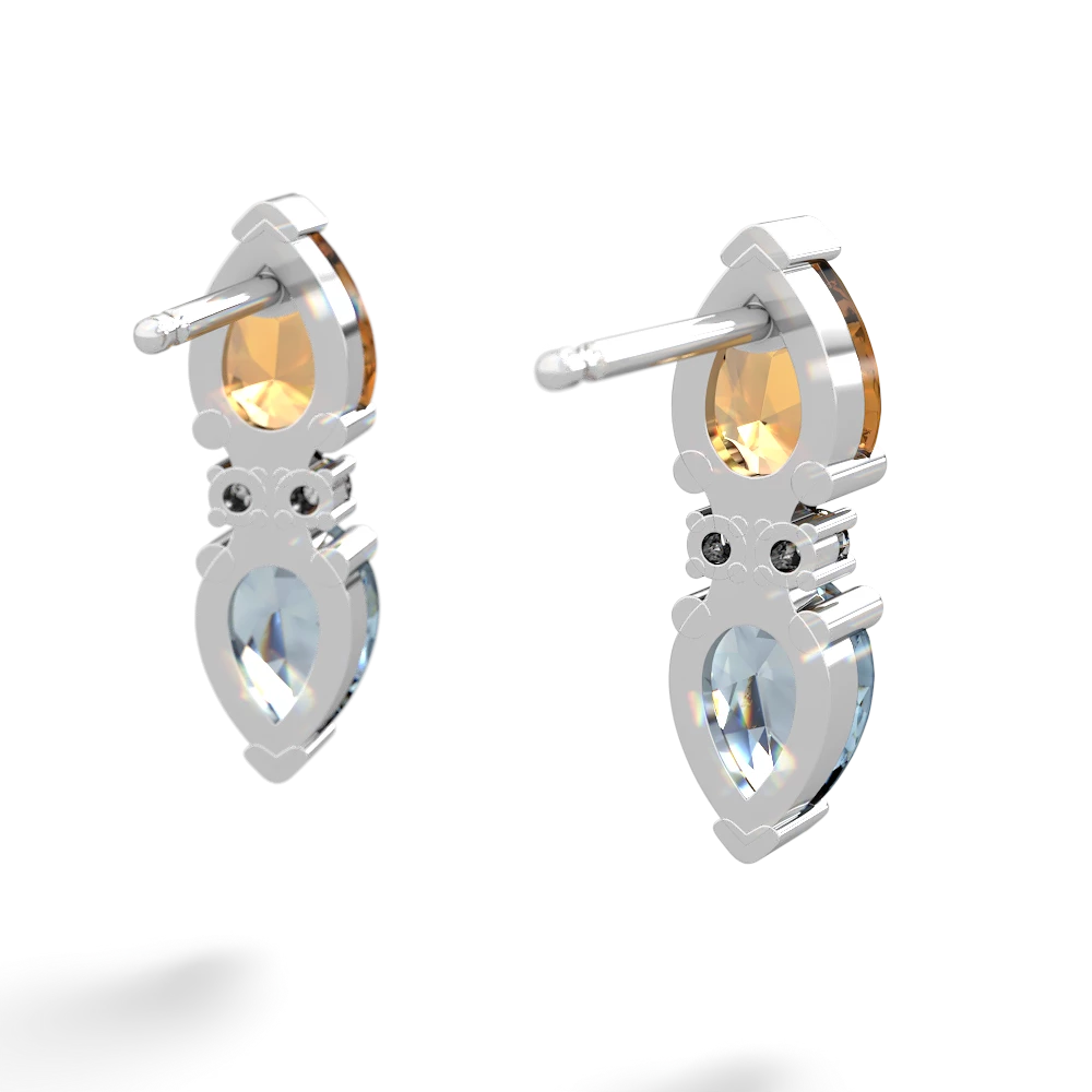 Citrine Bowtie Drop 14K White Gold earrings E0865