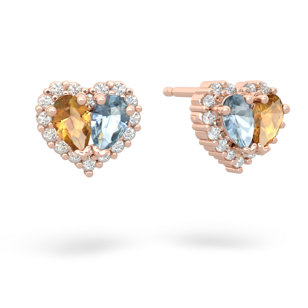 Citrine Halo 14K Rose Gold earrings E7008