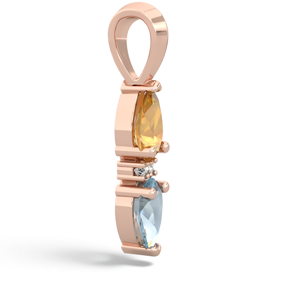 Citrine Bowtie Drop 14K Rose Gold pendant P0865