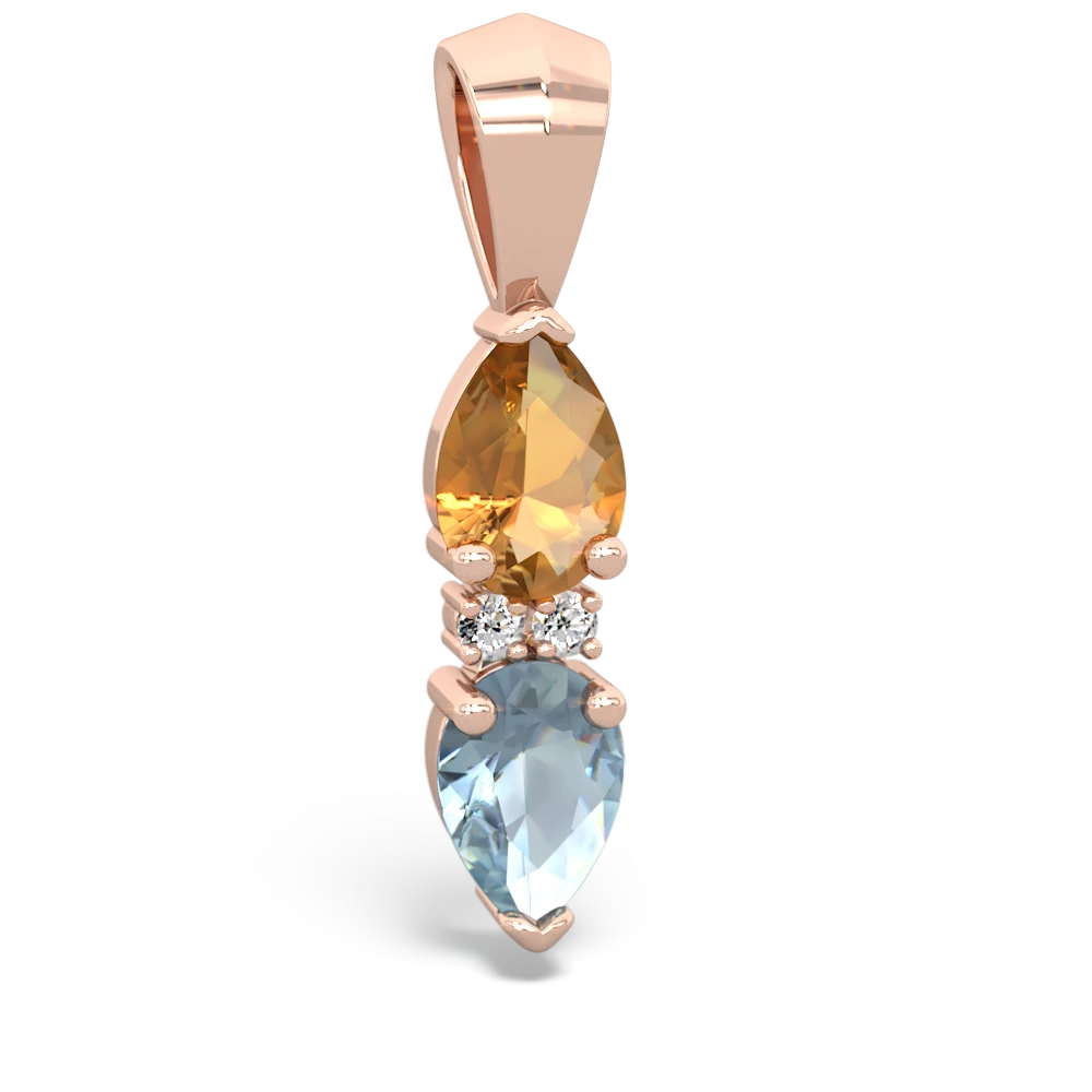 Citrine Bowtie Drop 14K Rose Gold pendant P0865