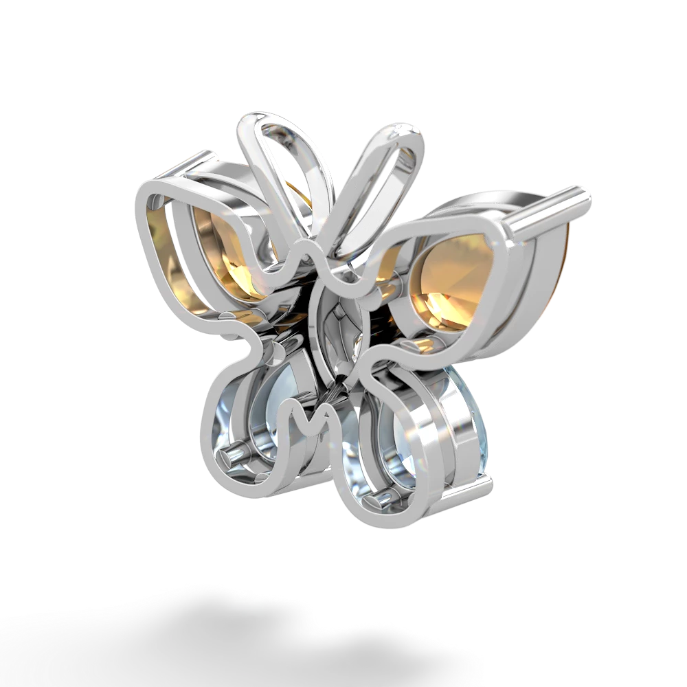 Citrine Butterfly 14K White Gold pendant P2215