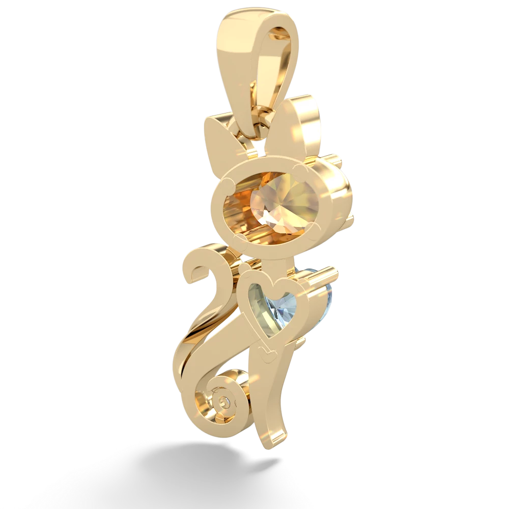 Citrine Kitten 14K Yellow Gold pendant P5780