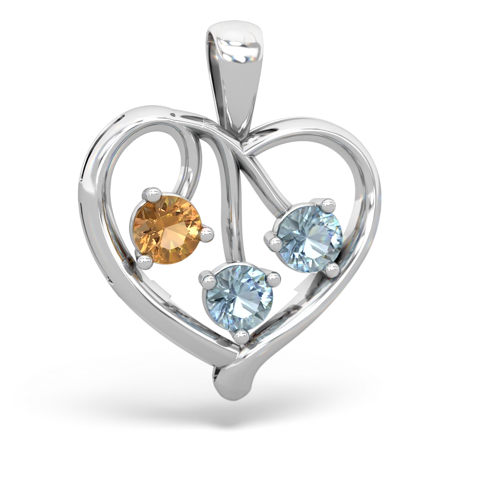 Citrine Glowing Heart 14K White Gold pendant P2233