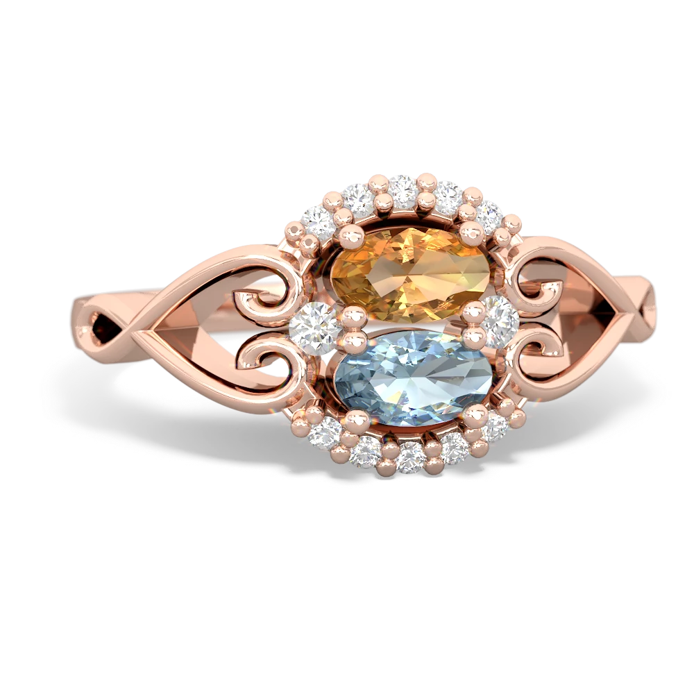 Citrine Love Nest 14K Rose Gold ring R5860