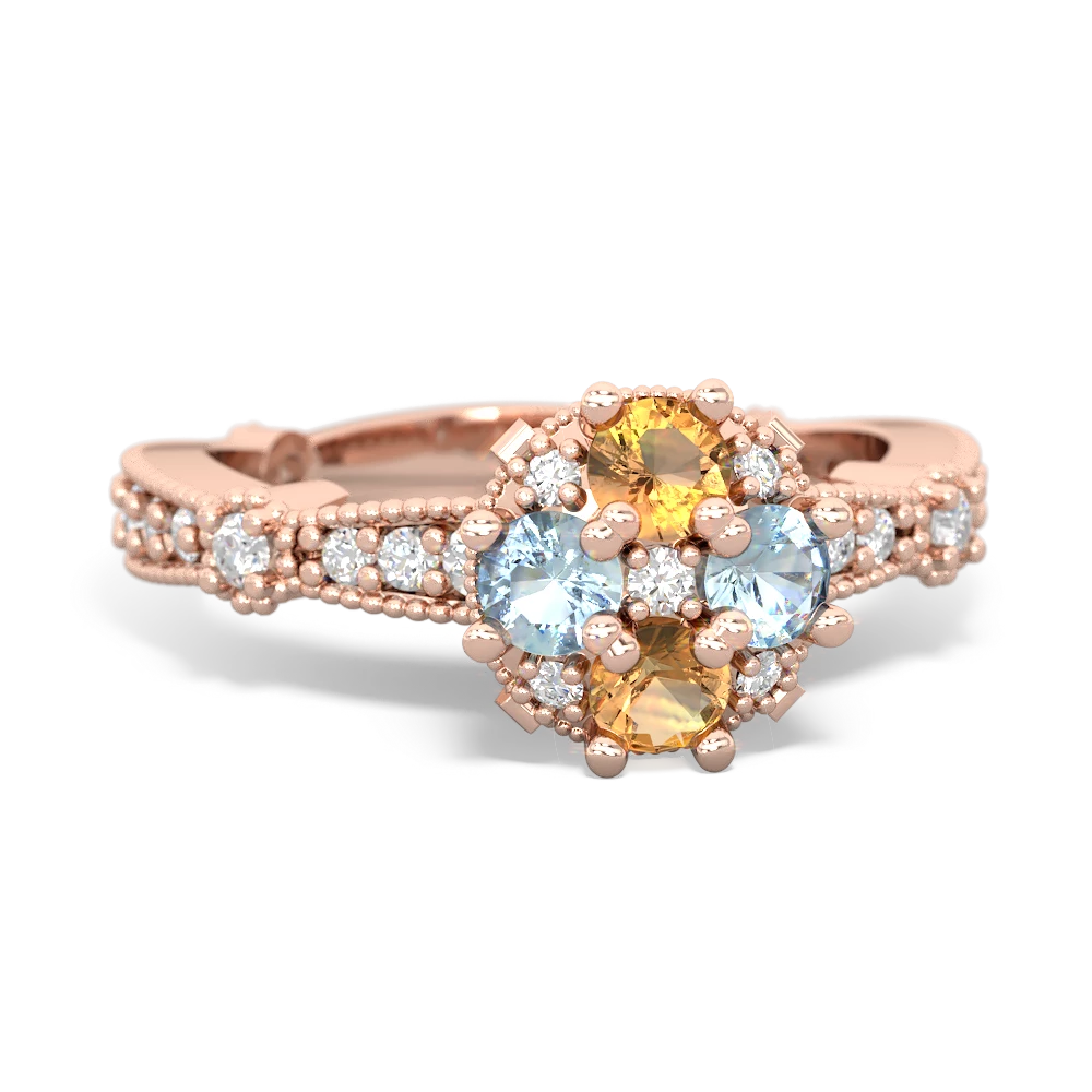 Citrine Sparkling Tiara Cluster 14K Rose Gold ring R26293RD