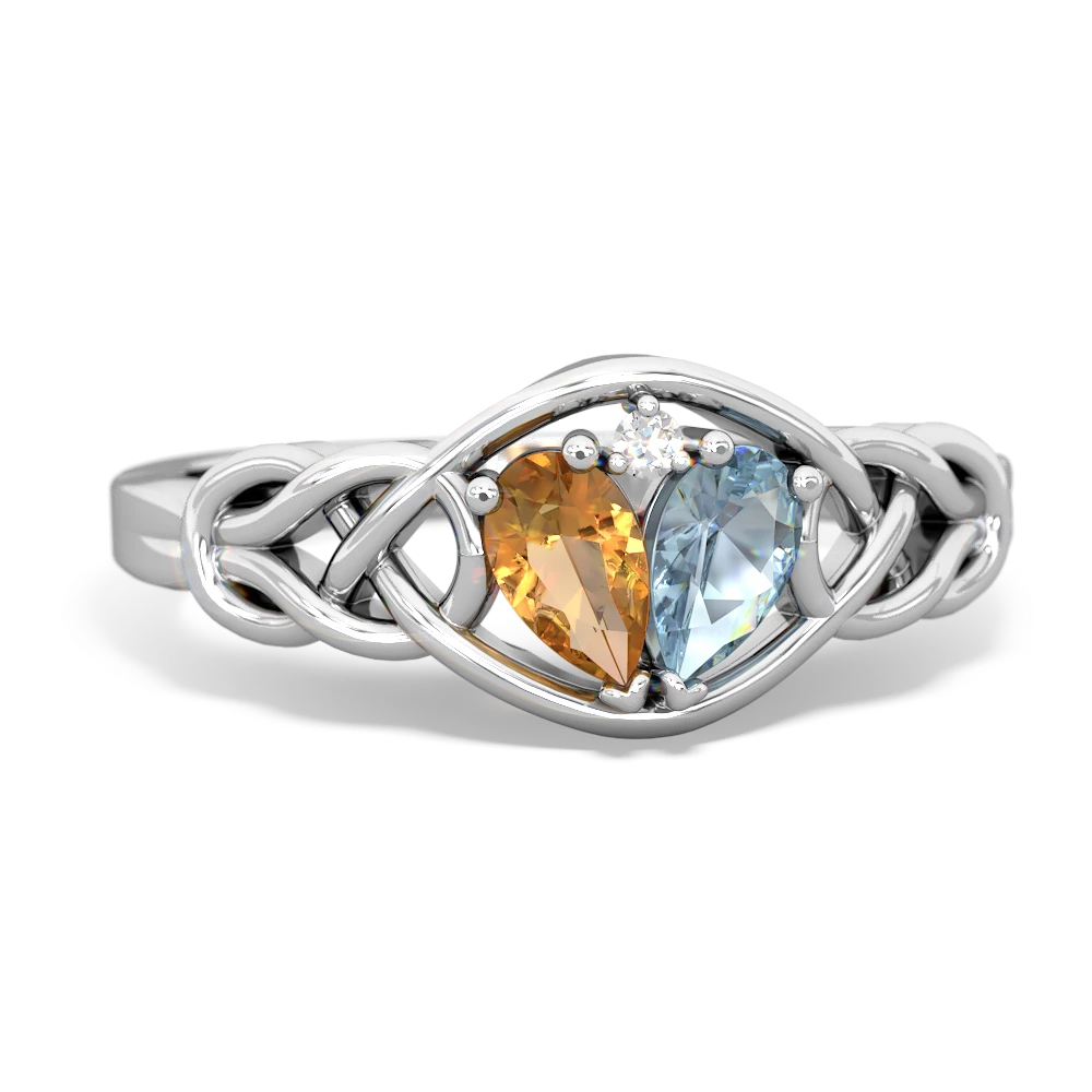 Citrine Celtic Love Knot 14K White Gold ring R5420