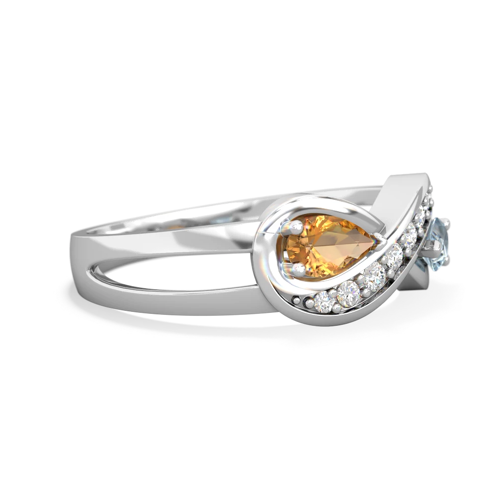 Citrine Diamond Infinity 14K White Gold ring R5390