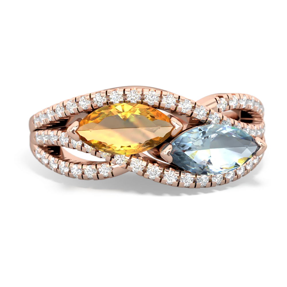 Citrine Diamond Rivers 14K Rose Gold ring R3070