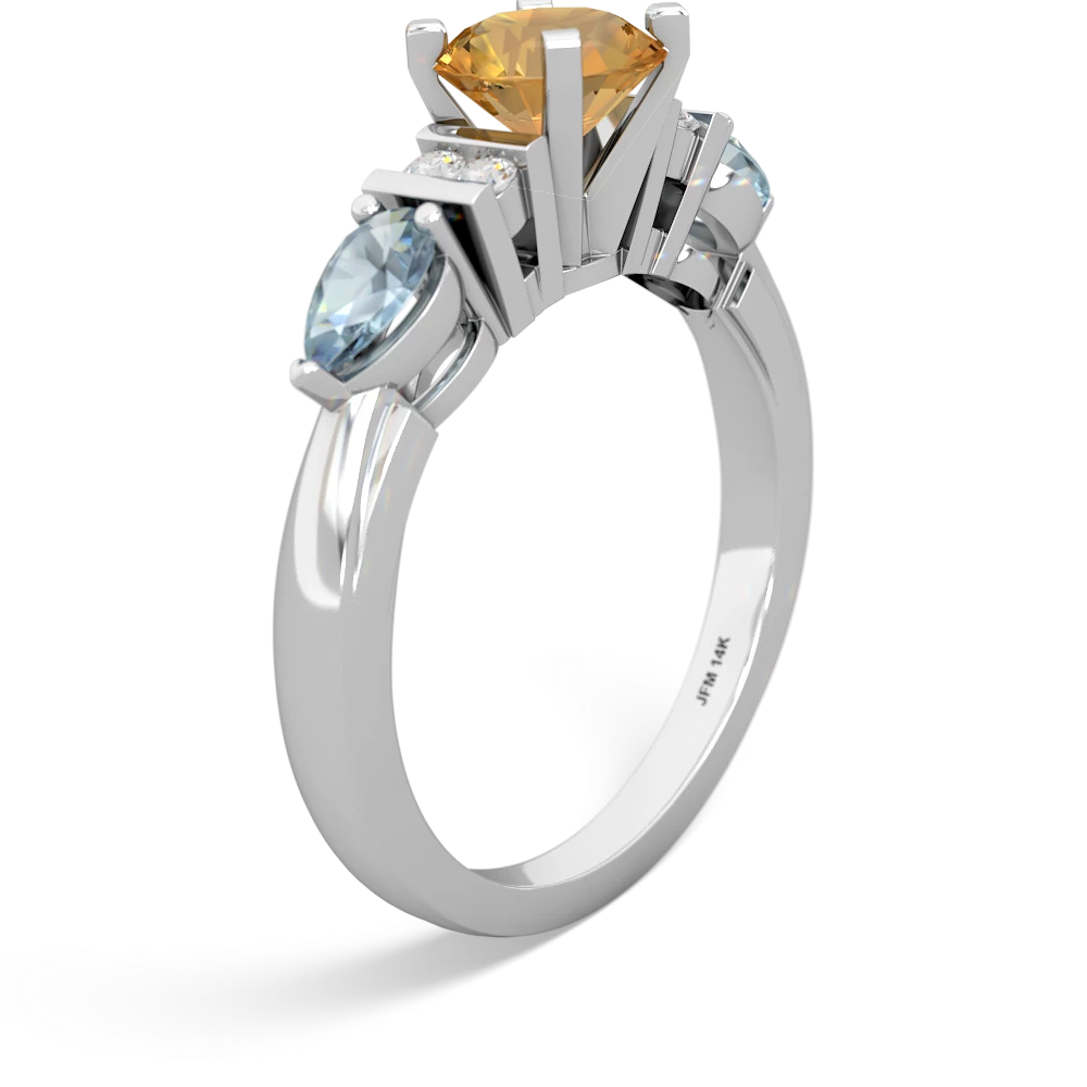 Citrine 6Mm Round Eternal Embrace Engagement 14K White Gold ring R2005