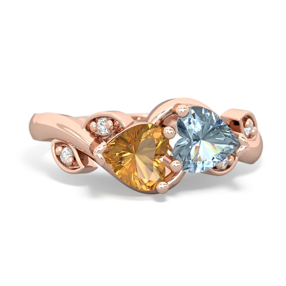 Citrine Floral Elegance 14K Rose Gold ring R5790