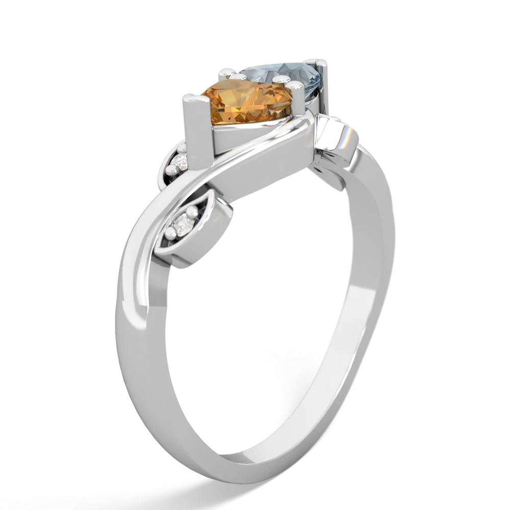 Citrine Floral Elegance 14K White Gold ring R5790