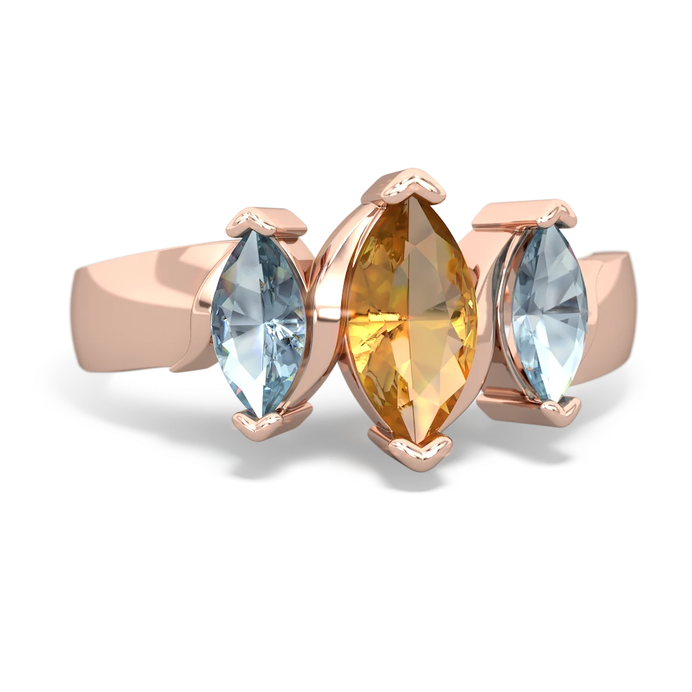 Citrine Three Peeks 14K Rose Gold ring R2433