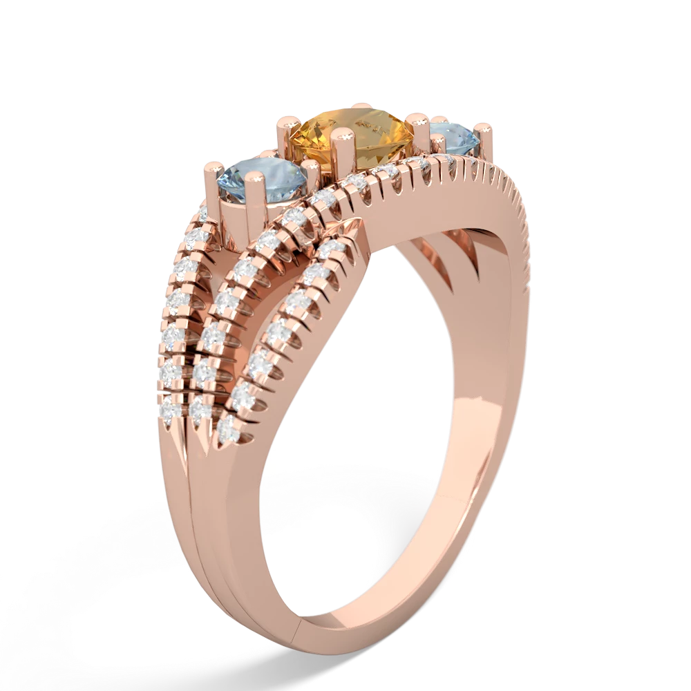 Citrine Three Stone Aurora 14K Rose Gold ring R3080