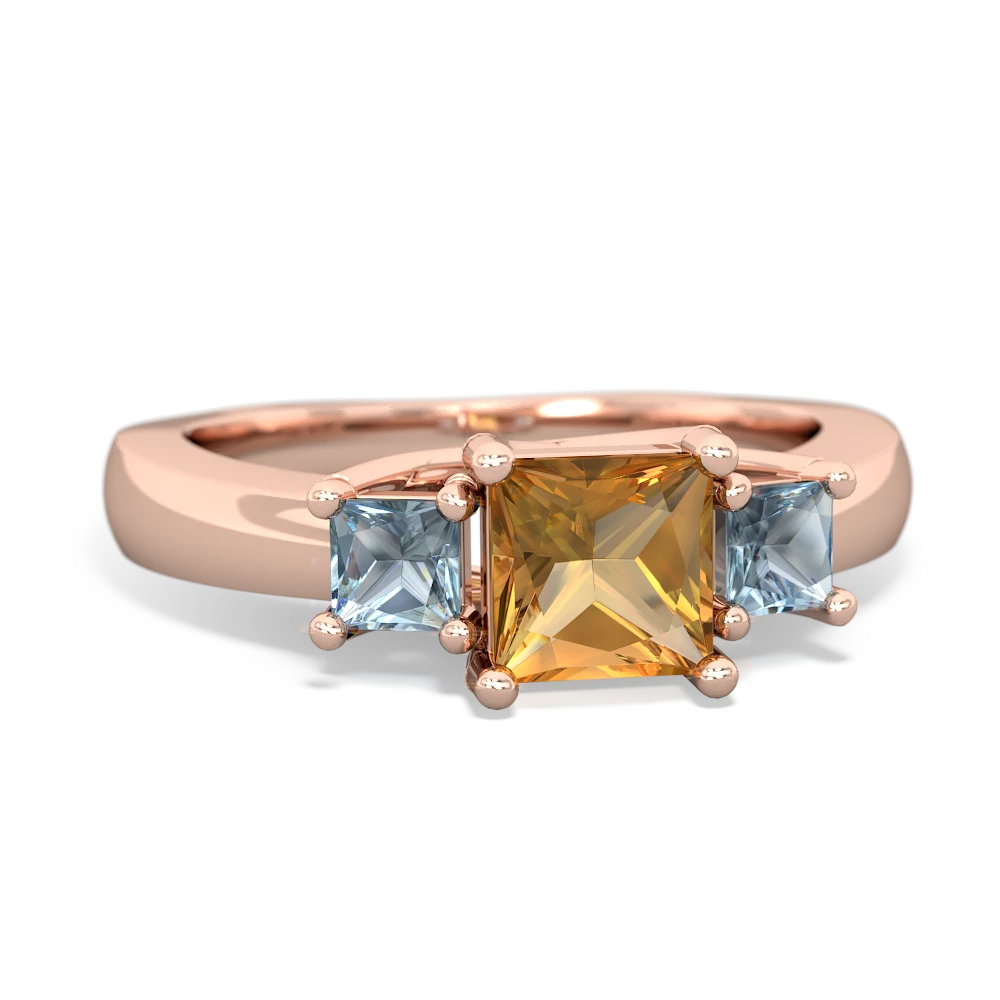 Citrine Three Stone Trellis 14K Rose Gold ring R4015