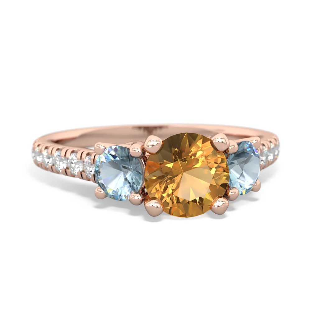 Citrine Pave Trellis 14K Rose Gold ring R5500