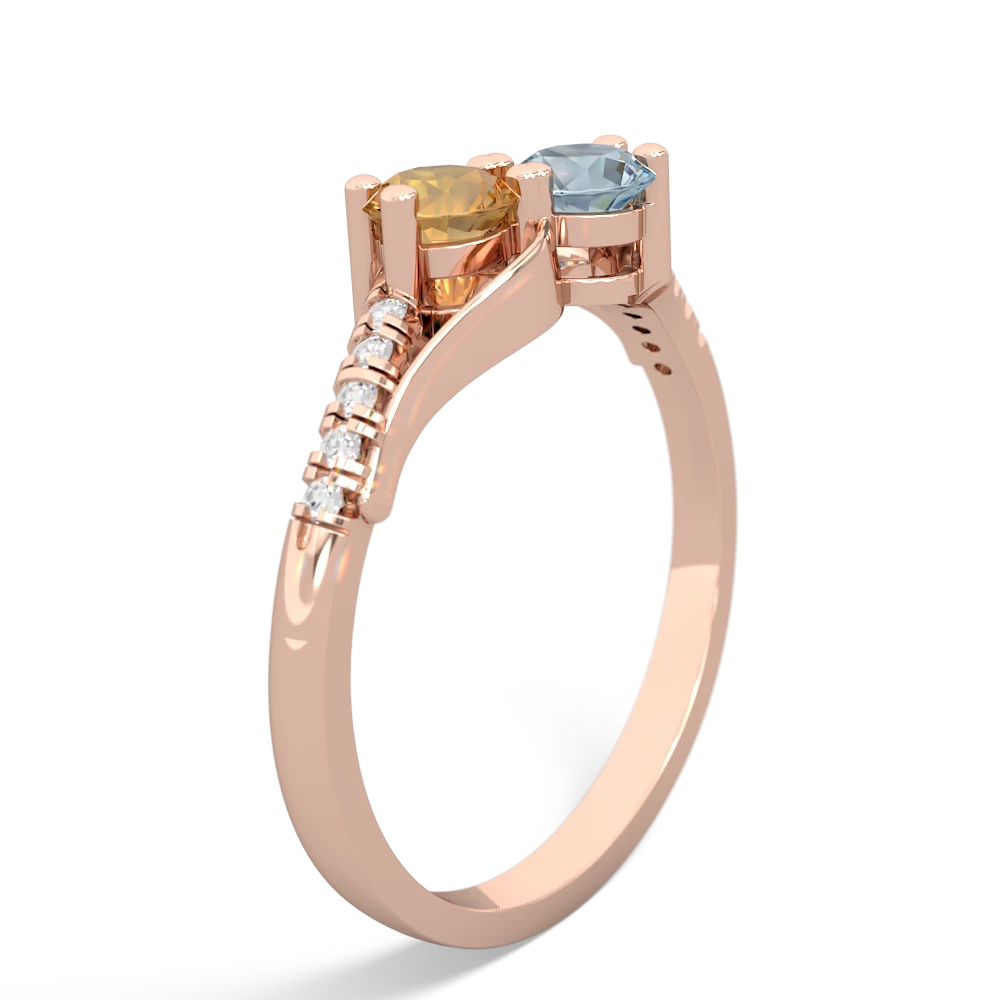 Citrine Infinity Pave Two Stone 14K Rose Gold ring R5285