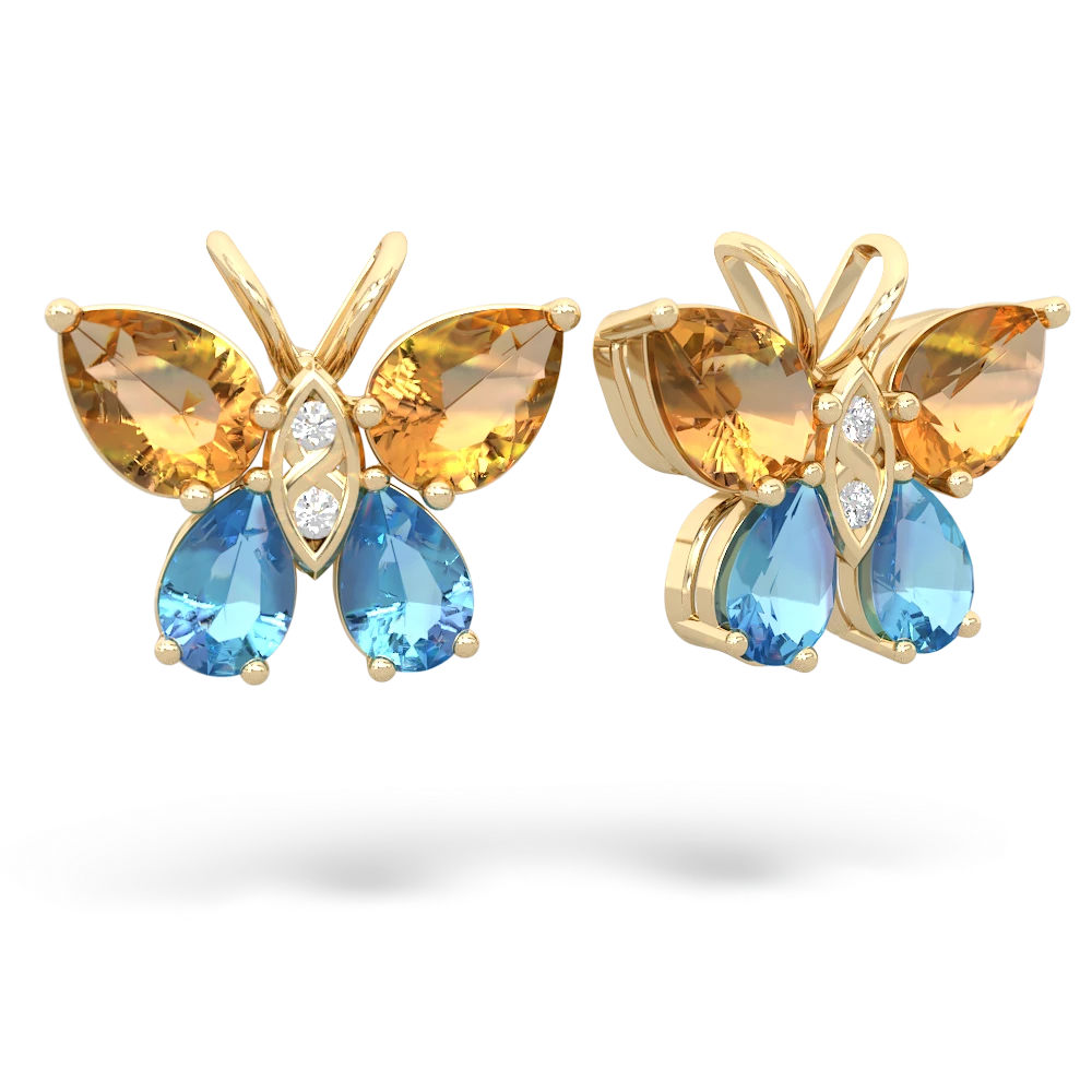 Citrine Butterfly 14K Yellow Gold earrings E2215