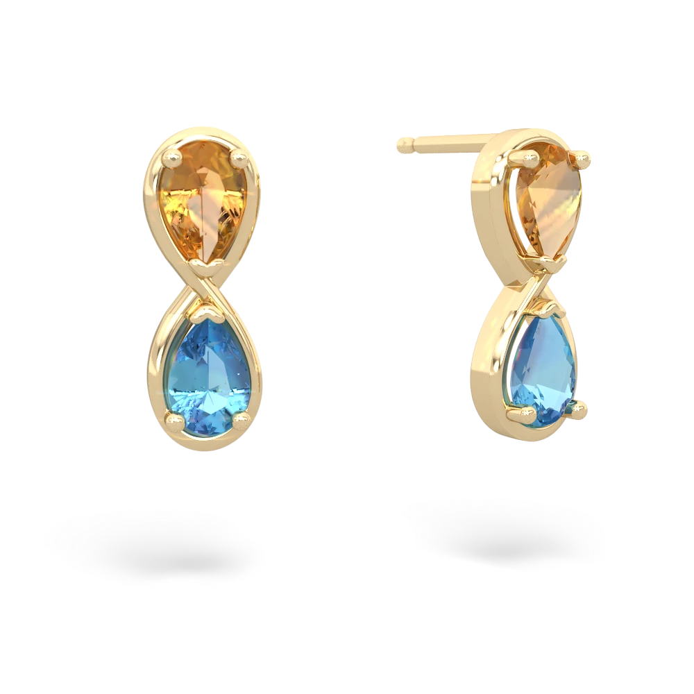 Citrine Infinity 14K Yellow Gold earrings E5050