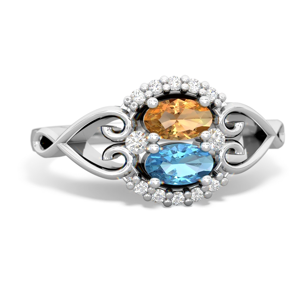 Citrine Love Nest 14K White Gold ring R5860