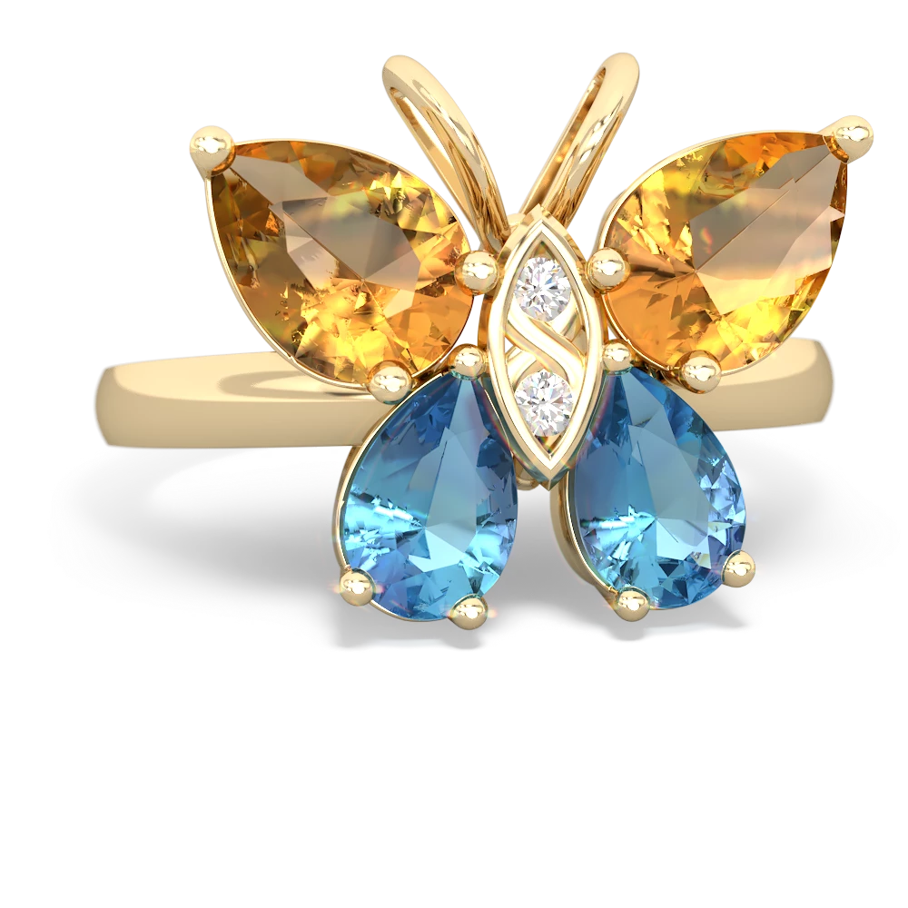 Citrine Butterfly 14K Yellow Gold ring R2215