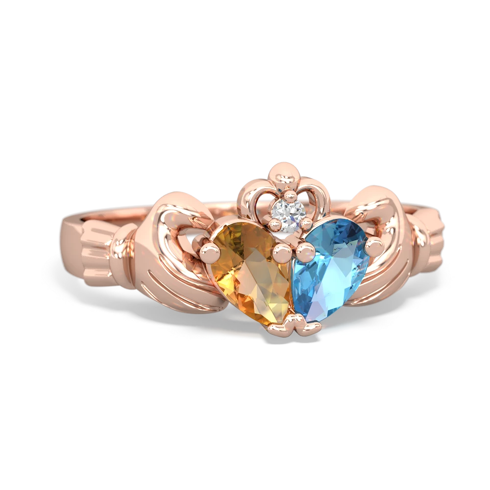 Citrine 'Our Heart' Claddagh 14K Rose Gold ring R2388