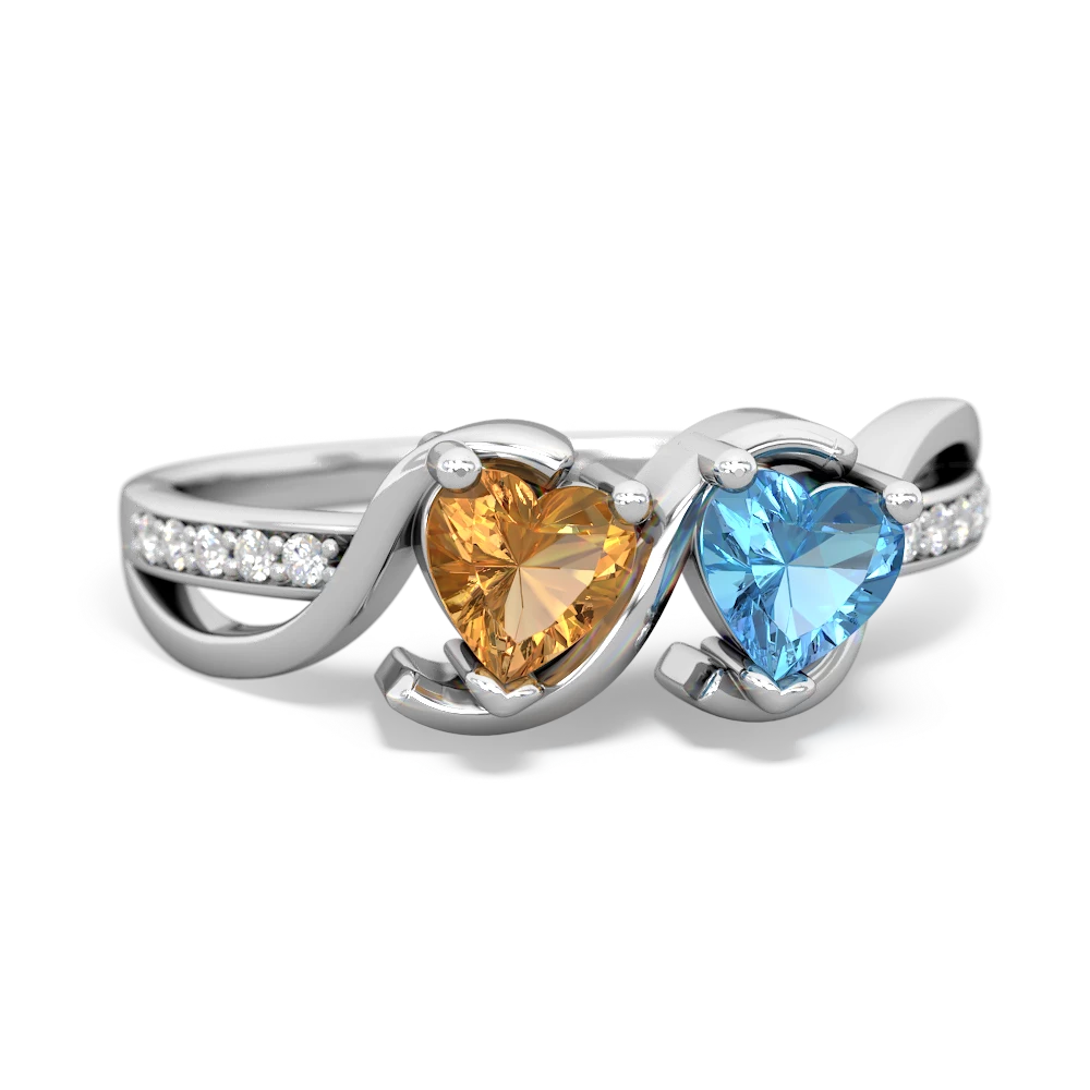 Citrine Side By Side 14K White Gold ring R3090