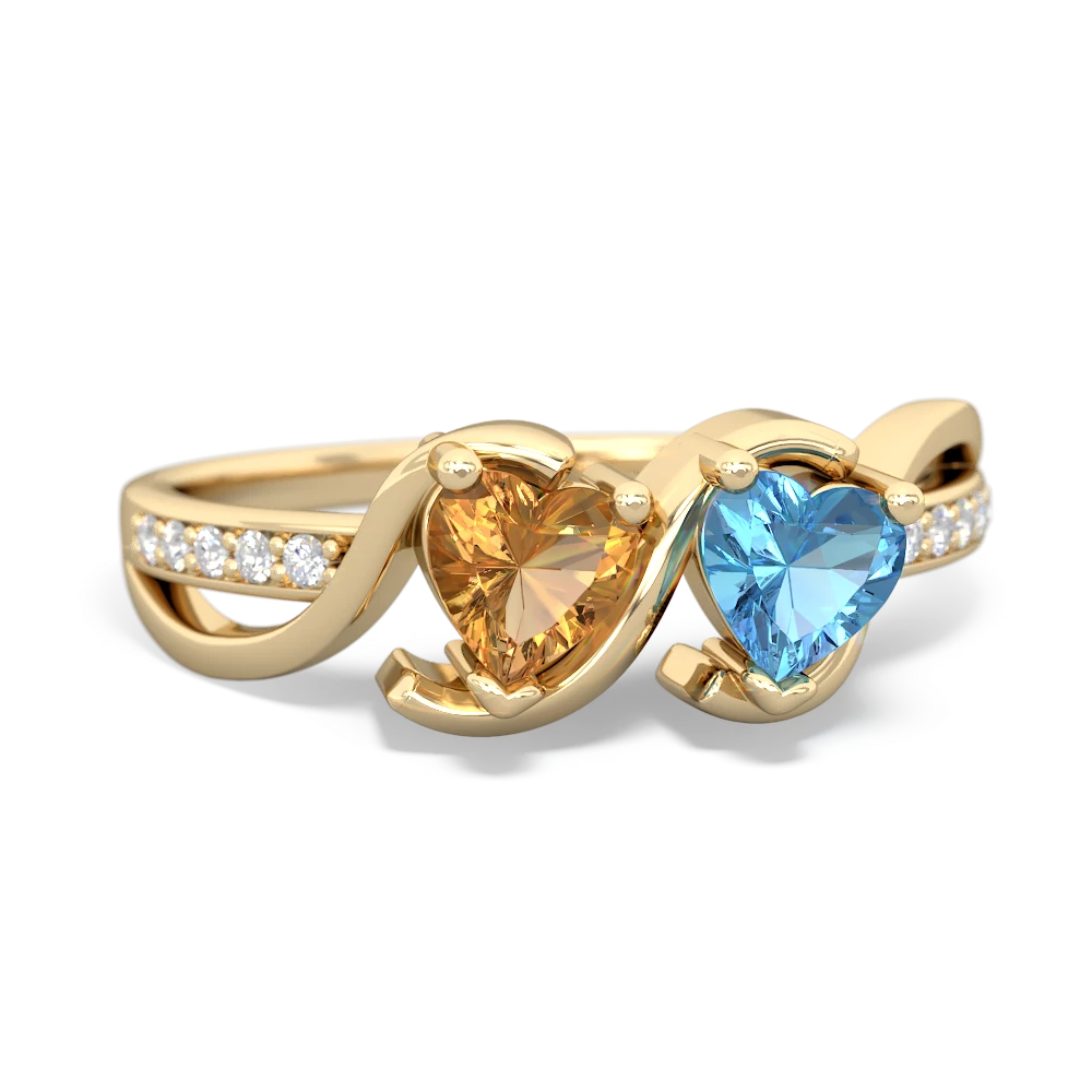 Citrine Side By Side 14K Yellow Gold ring R3090