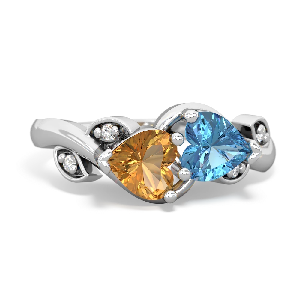 Citrine Floral Elegance 14K White Gold ring R5790