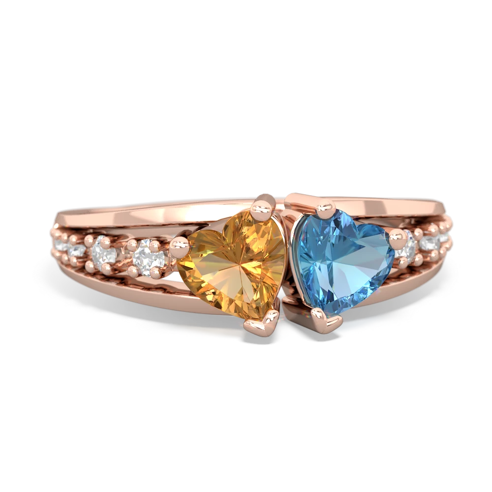 Citrine Heart To Heart 14K Rose Gold ring R3342