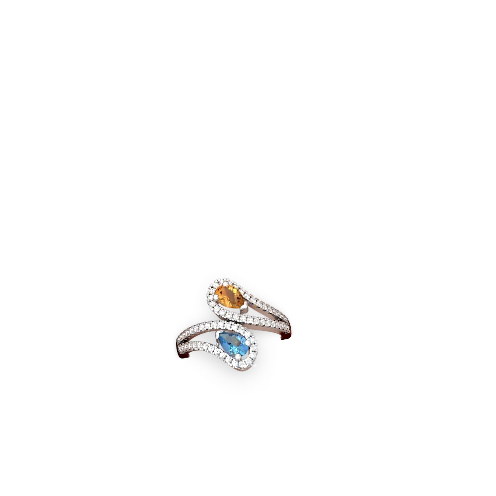 Citrine Diamond Dazzler 14K White Gold ring R3000