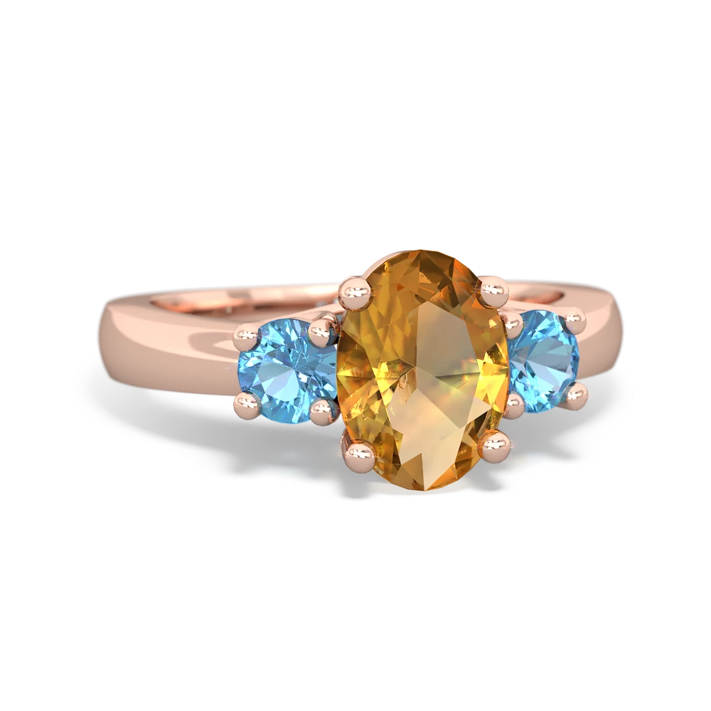 Citrine Three Stone Oval Trellis 14K Rose Gold ring R4024