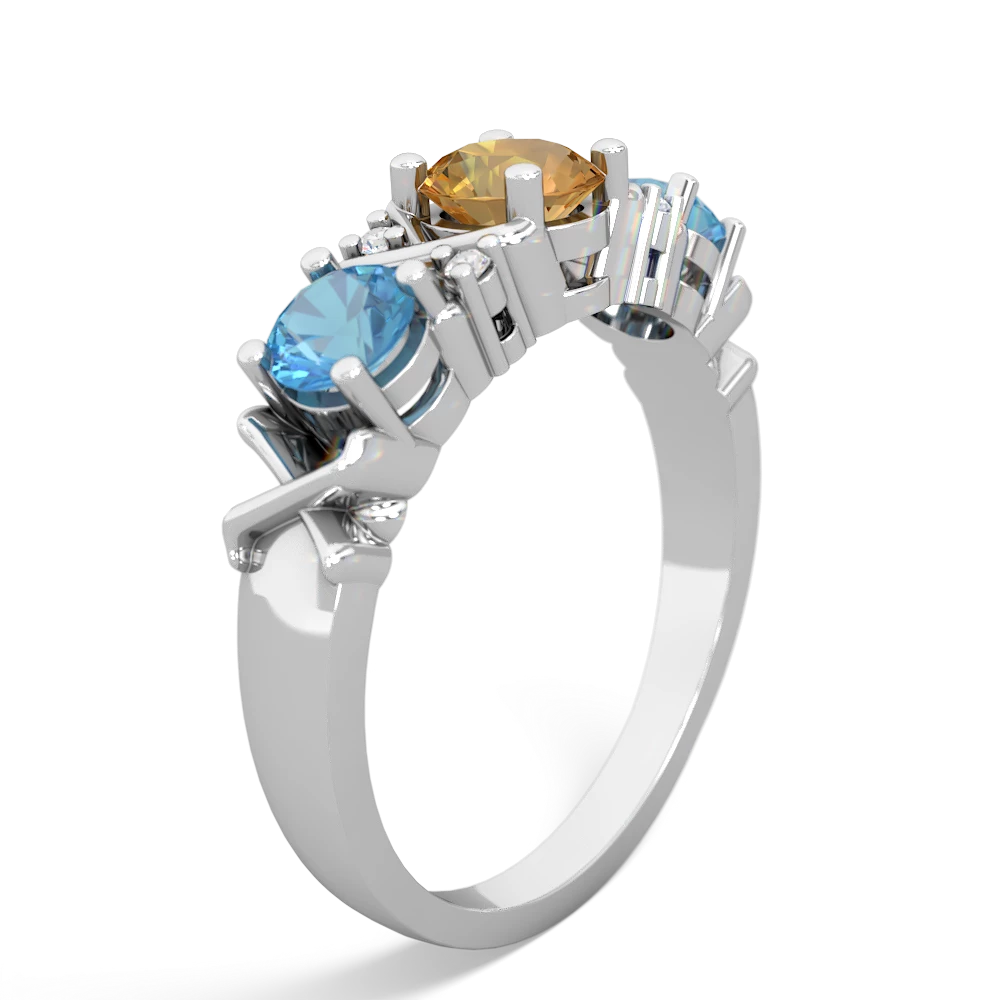 Citrine Hugs And Kisses 14K White Gold ring R5016