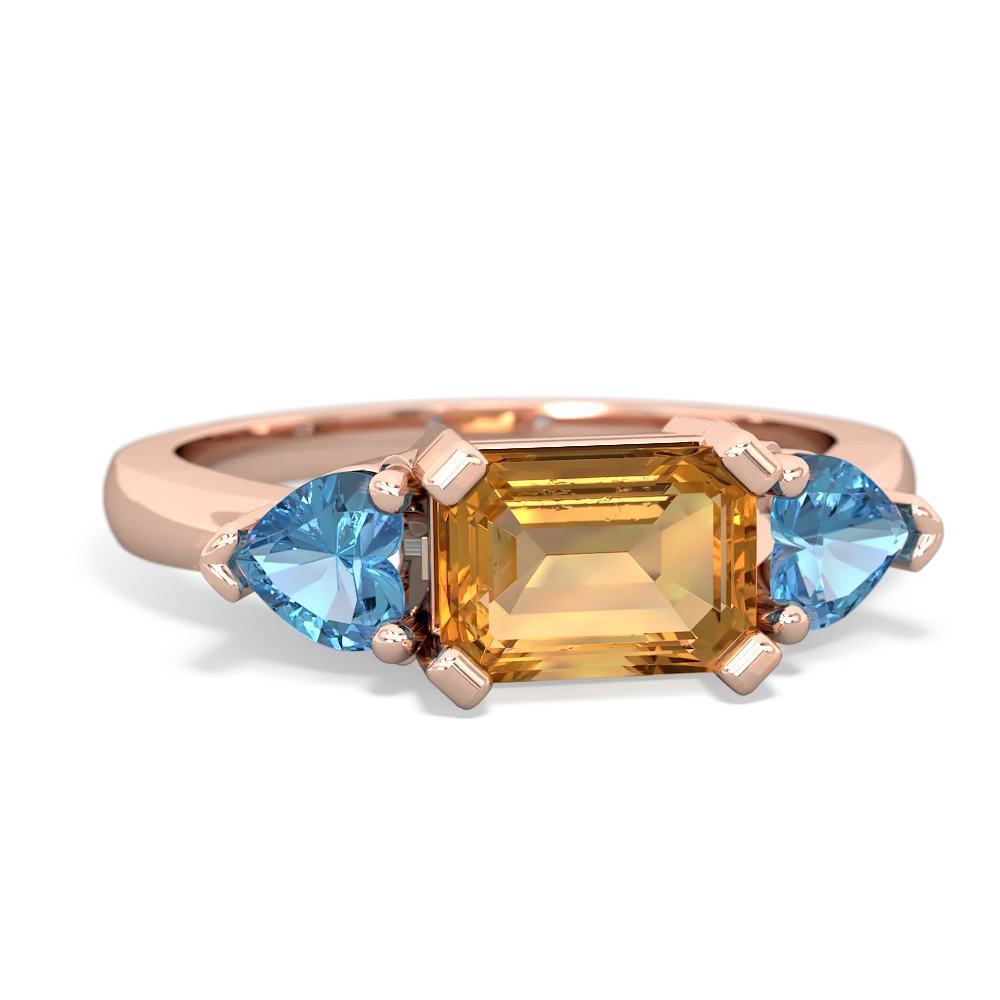 Citrine Three Stone 14K Rose Gold ring R5235